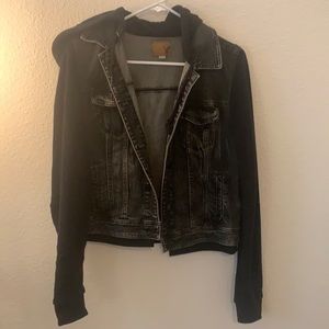 Black/Gray Hooded Jean Jacket